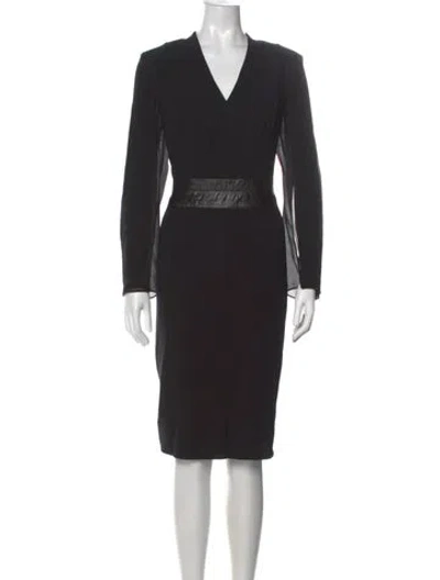 Pre-owned Akris Wool Knee-length Dress In Black