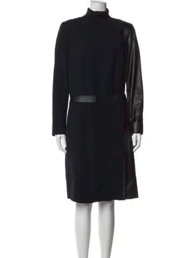 Pre-owned Akris Wool Knee-length Dress In Black