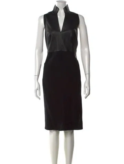 Pre-owned Akris Wool Knee-length Dress In Black