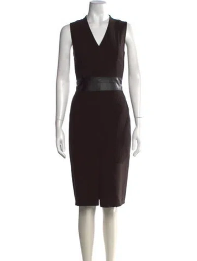 Pre-owned Akris Wool Knee-length Dress In Black/brown