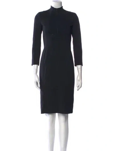 Pre-owned Akris Wool Knee-length Dress In Blue