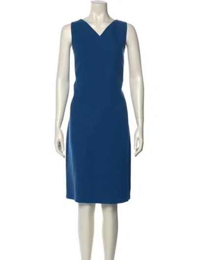 Pre-owned Akris Wool Knee-length Dress In Blue