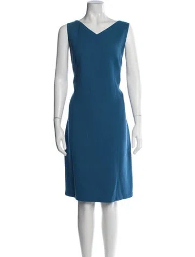 Pre-owned Akris Wool Knee-length Dress In Blue