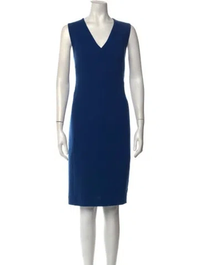 Pre-owned Akris Wool Knee-length Dress In Blue