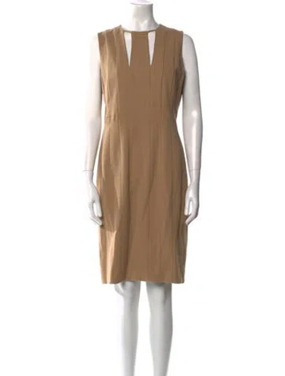 Pre-owned Akris Wool Knee-length Dress In Brown
