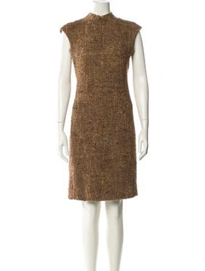 Pre-owned Akris Wool Knee-length Dress In Brown