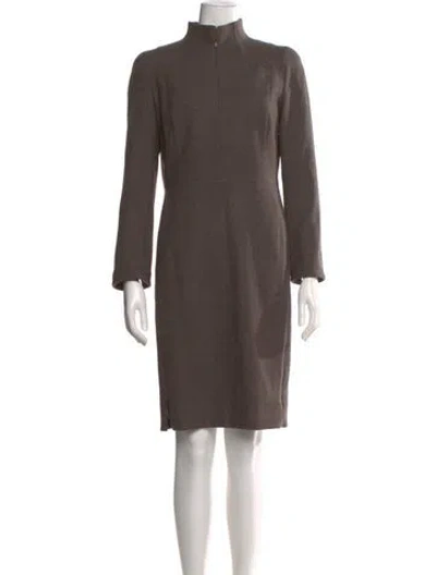 Pre-owned Akris Wool Knee-length Dress In Brown