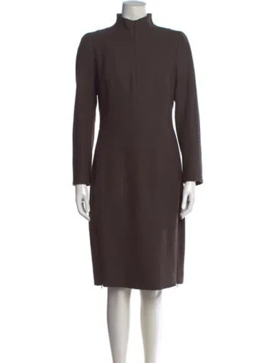 Pre-owned Akris Wool Knee-length Dress In Brown