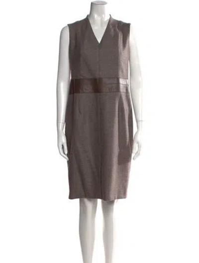 Pre-owned Akris Wool Knee-length Dress In Brown