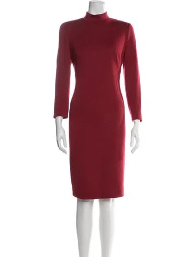 Pre-owned Akris Wool Knee-length Dress In Burgundy