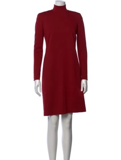 Pre-owned Akris Wool Knee-length Dress In Burgundy