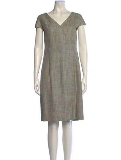 Pre-owned Akris Wool Knee-length Dress In Green