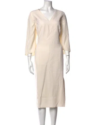 Pre-owned Akris Wool Knee-length Dress In Neutrals