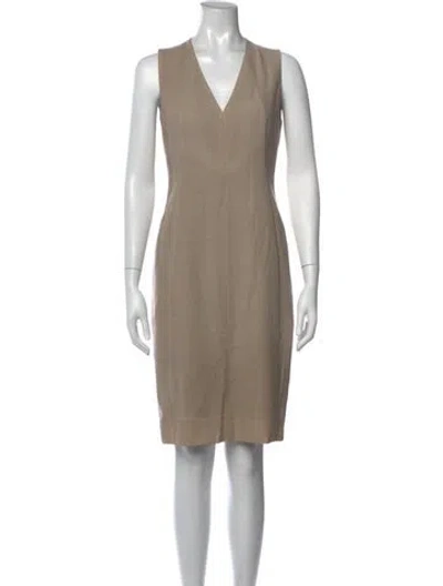 Pre-owned Akris Wool Knee-length Dress In Neutrals