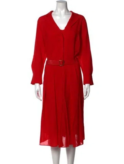 Pre-owned Akris Wool Knee-length Dress In Orange