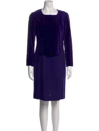 Pre-owned Akris Wool Knee-length Dress In Purple