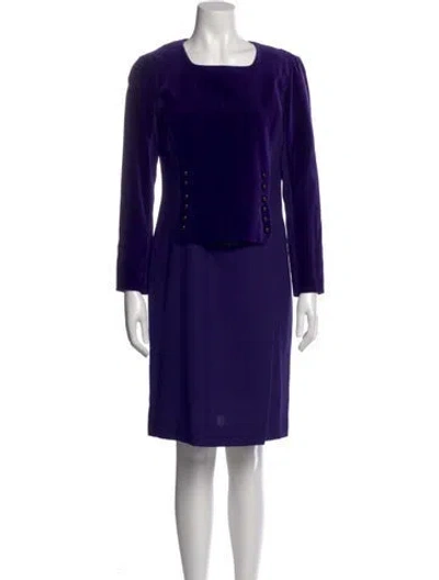 Pre-owned Akris Wool Knee-length Dress In Purple