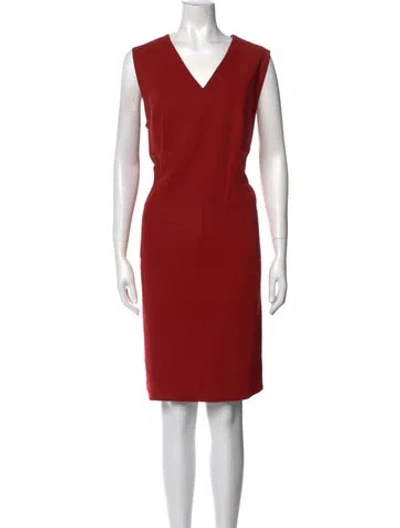 Pre-owned Akris Wool Knee-length Dress In Red