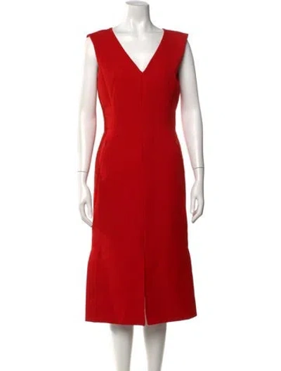 Pre-owned Akris Wool Knee-length Dress In Red