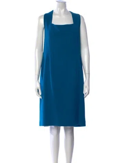 Pre-owned Akris Wool Knee-length Dress W/ Tags In Blue