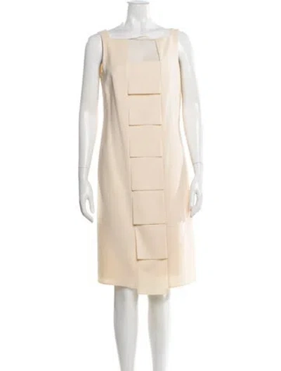 Pre-owned Akris Wool Knee-length Dress In White