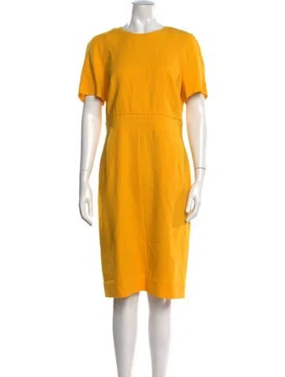 Pre-owned Akris Wool Knee-length Dress In Yellow