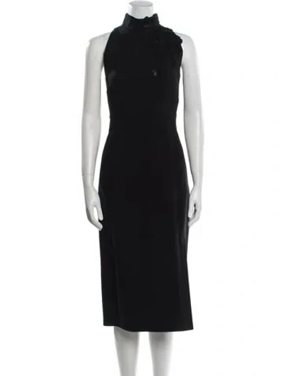 Pre-owned Akris Wool Long Dress In Black