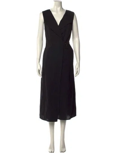 Pre-owned Akris Wool Long Dress In Black