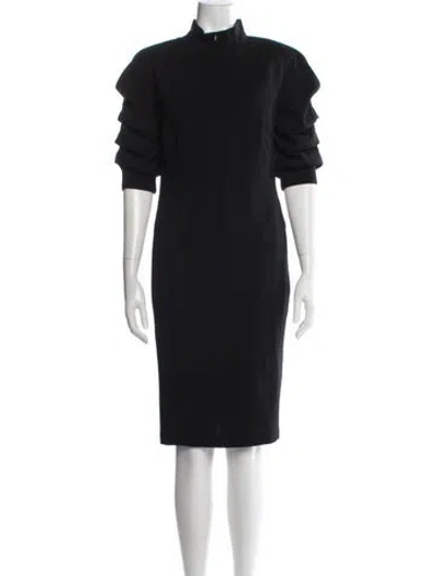 Pre-owned Akris Wool Long Dress In Black