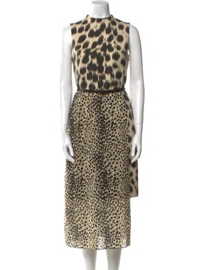 Pre-owned Akris Wool Long Dress In Neutral