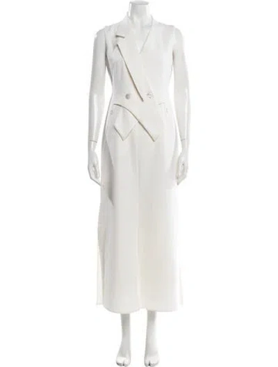 Pre-owned Akris Wool Long Dress W/ Tags In White