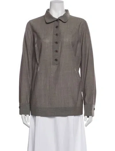 Pre-owned Akris Wool Long Sleeve Blouse In Gray