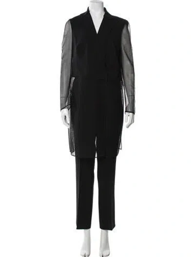 Pre-owned Akris Wool Mesh Accents Pantsuit In Black