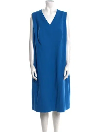 Pre-owned Akris Wool Midi Length Dress In Blue