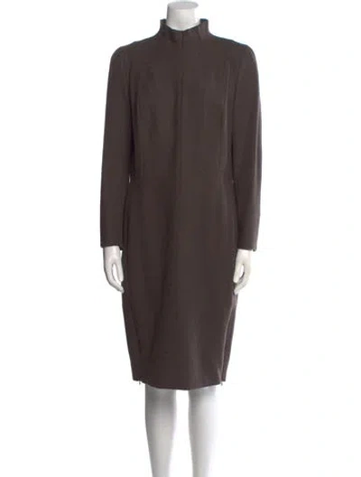Pre-owned Akris Wool Midi Length Dress In Brown