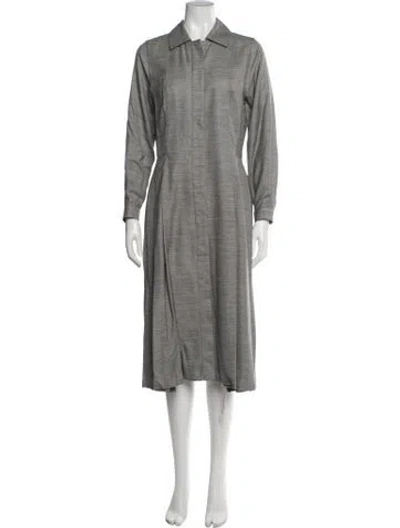Pre-owned Akris Wool Midi Length Dress In Grey