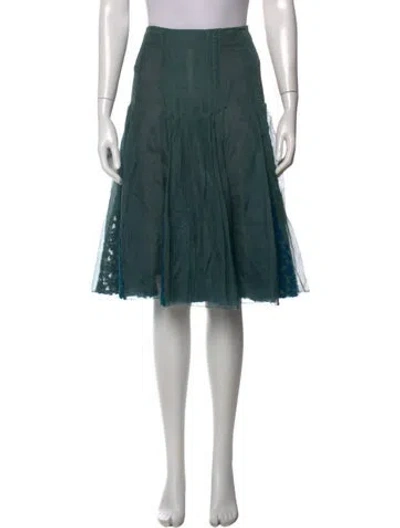 Pre-owned Akris Wool Midi Length Skirt In Green