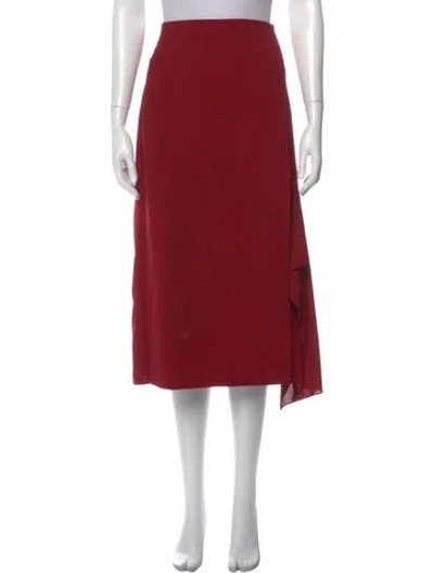 Pre-owned Akris Wool Midi Length Skirt In Red