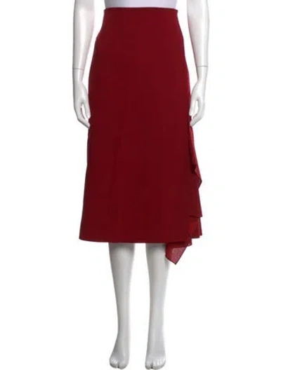 Pre-owned Akris Wool Midi Length Skirt In Red
