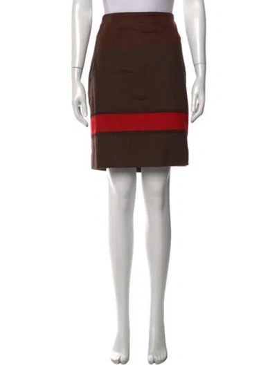 Pre-owned Akris Wool Mini Skirt In Brown/red