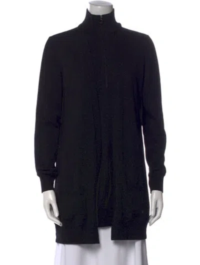 Pre-owned Akris Wool Mock Neck Sweater In Black