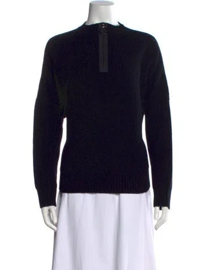 Pre-owned Akris Wool Mock Neck Sweater In Black