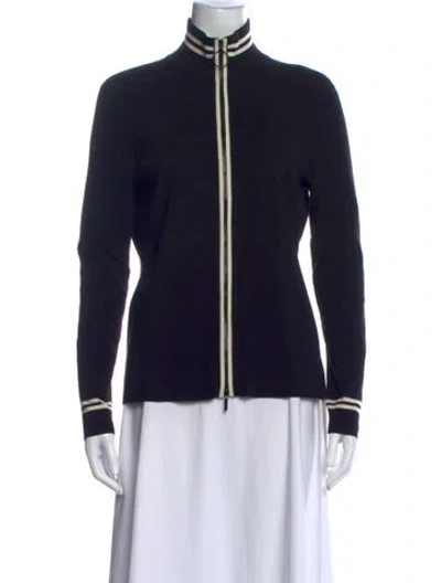 Pre-owned Akris Wool Open Front Sweater In Black