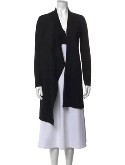 Pre-owned Akris Wool Open Front Sweater In Black