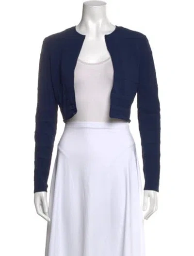 Pre-owned Akris Wool Open Front Sweater In Blue
