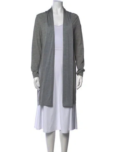 Pre-owned Akris Wool Open Front Sweater In Grey
