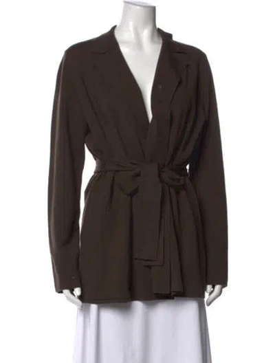 Pre-owned Akris Wool Open Front Sweater W/ Tags In Brown