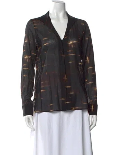 Pre-owned Akris Wool Patterned Blouse In Black