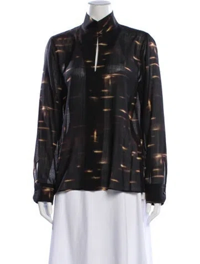 Pre-owned Akris Wool Patterned Blouse In Black