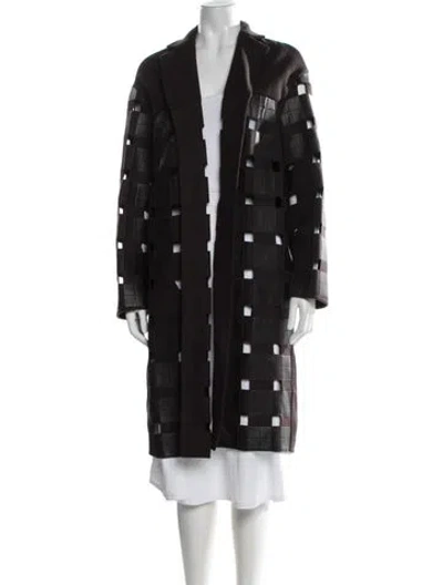 Pre-owned Akris Wool Patterned Coat In Brown